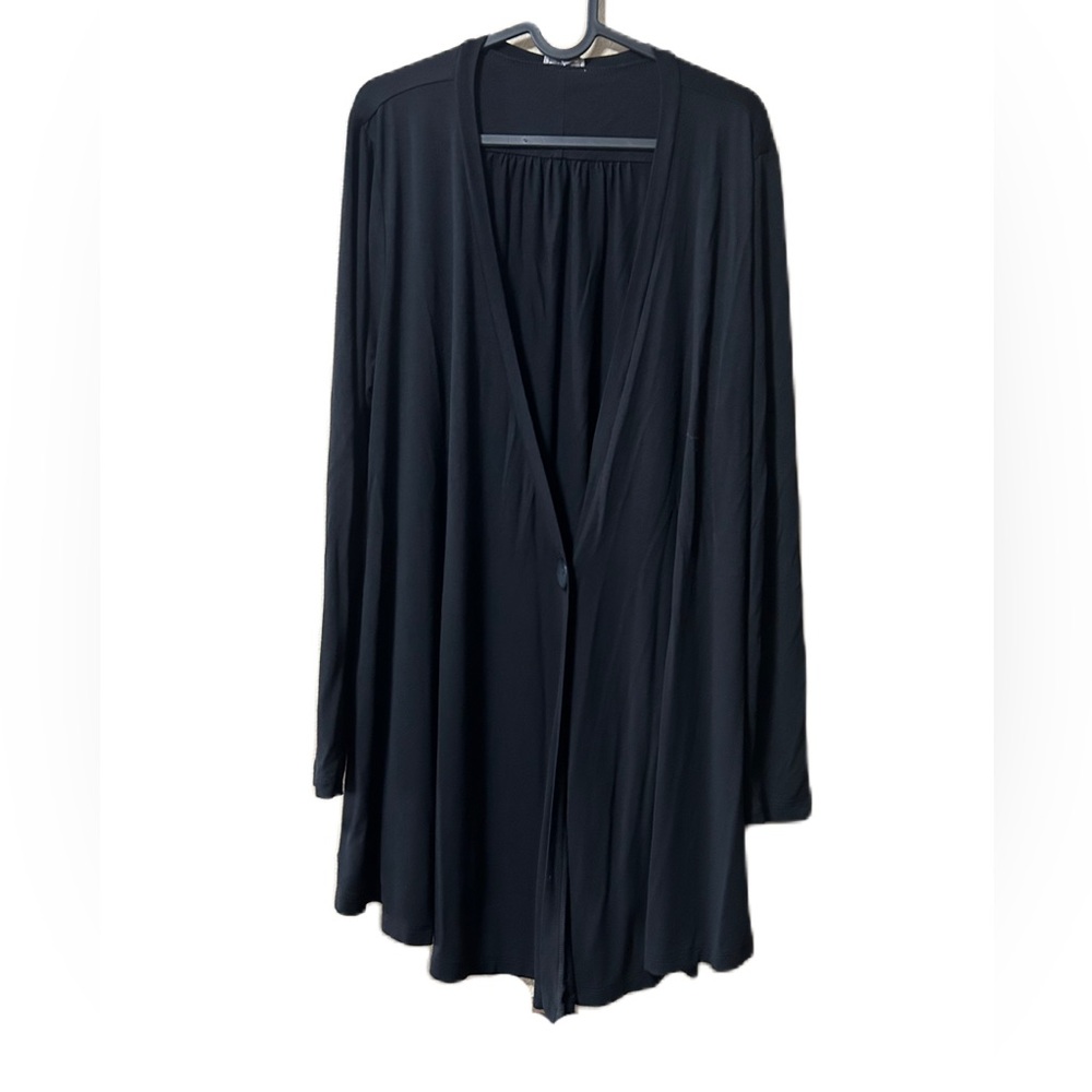J Jill Sweater Womens Large Petite Long One Button Pockets Office Closet Staple